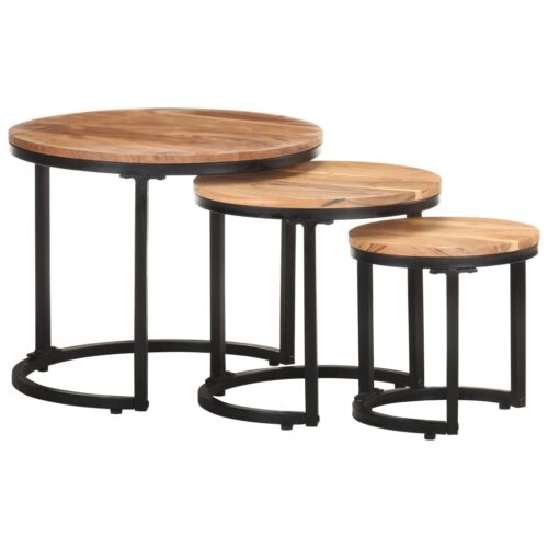 Side Tables 3pcs Solid Acacia Wood