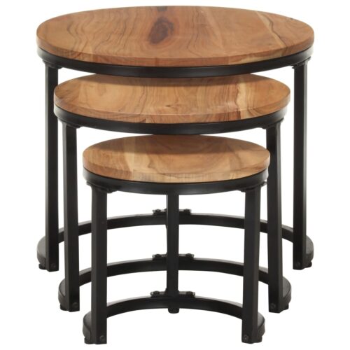 Side Tables 3pcs Solid Acacia Wood - Image 2