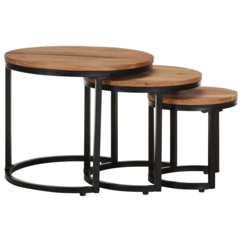 Side Tables 3pcs Solid Acacia Wood - Image 3