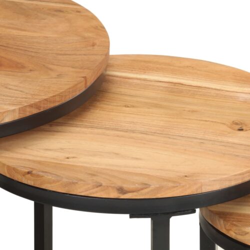 Side Tables 3pcs Solid Acacia Wood - Image 6