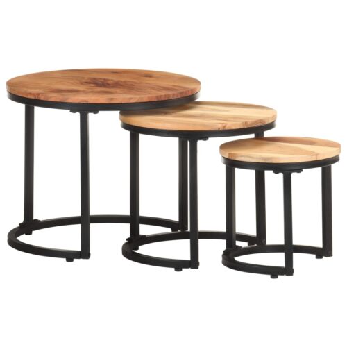 Side Tables 3pcs Solid Acacia Wood - Image 11
