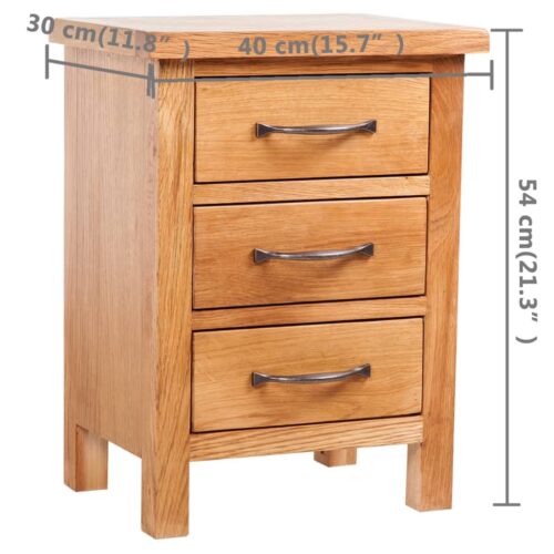 Nightstand with 3 Drawers 40x30x54cm Solid Oak Wood - Image 5