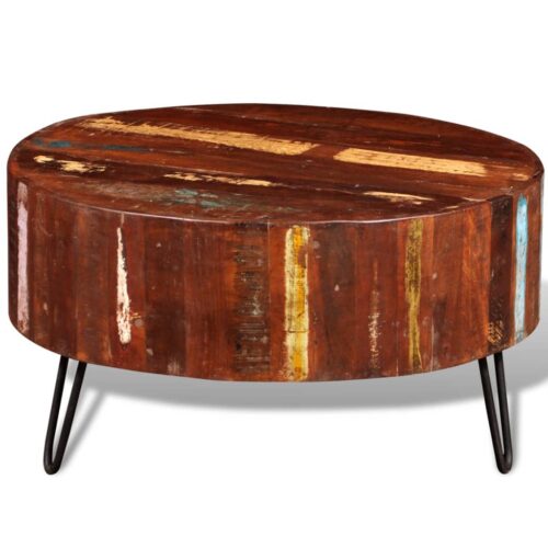 Coffee Table Solid Reclaimed Wood Round - Image 2