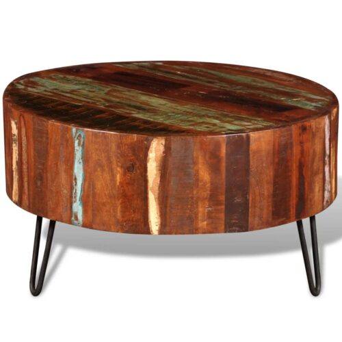 Coffee Table Solid Reclaimed Wood Round - Image 3