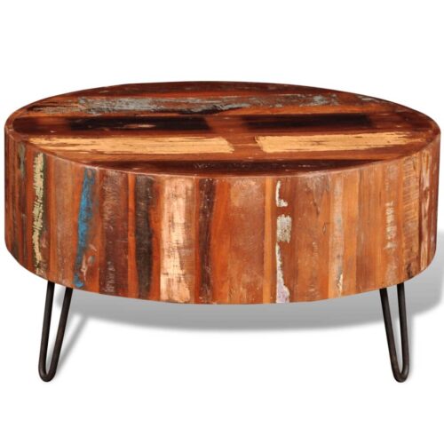 Coffee Table Solid Reclaimed Wood Round - Image 4