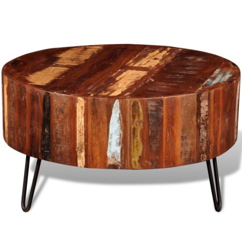 Coffee Table Solid Reclaimed Wood Round - Image 5