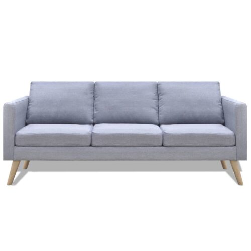Sofa 3-Seater Fabric Light Grey - Image 2