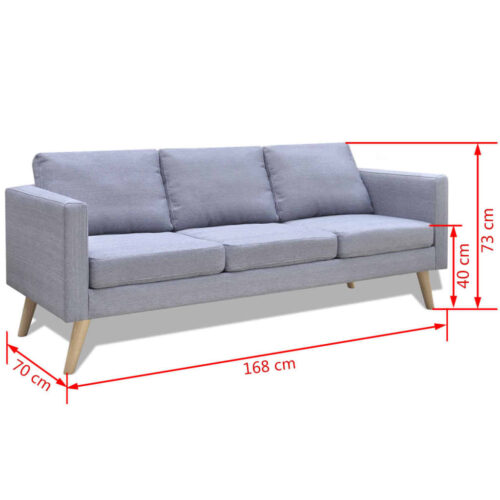 Sofa 3-Seater Fabric Light Grey - Image 5