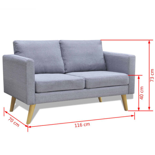 Sofa Set 2-Seater 3-Seater Fabric Light Grey - Image 9