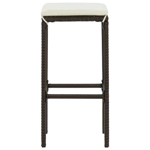 Bar Stools with Cushions 4pcs Brown Poly Rattan - Image 5