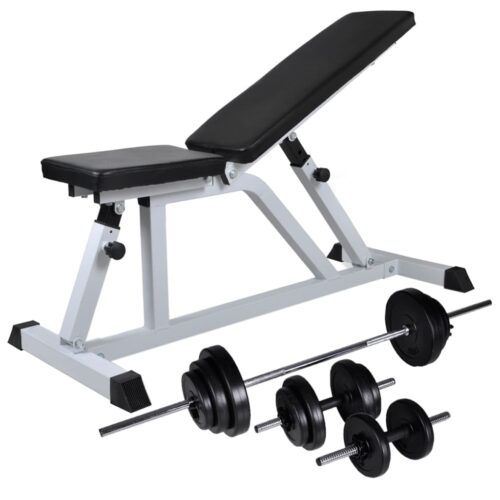 Workout Bench with Barbell Dumbbell Set 30.5 kg