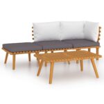 4-Piece Garden Lounge Set with Cushions Wood Timber Outdoor Patio Furniture Acacia