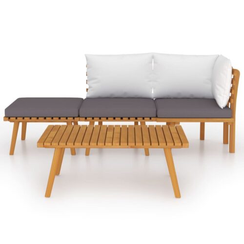 4-Piece Garden Lounge Set with Cushions Wood Timber Outdoor Patio Furniture Acacia - Image 3