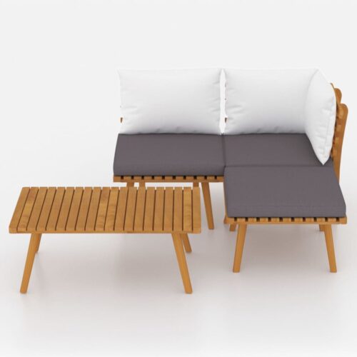 4-Piece Garden Lounge Set with Cushions Wood Timber Outdoor Patio Furniture Acacia - Image 3