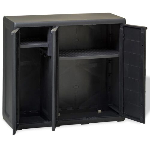 Garden Storage Cabinet with 2 Shelves Black - Image 3