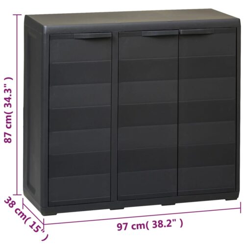 Garden Storage Cabinet with 2 Shelves Black - Image 9