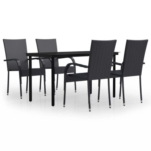 5-Piece Outdoor Dining Set Black