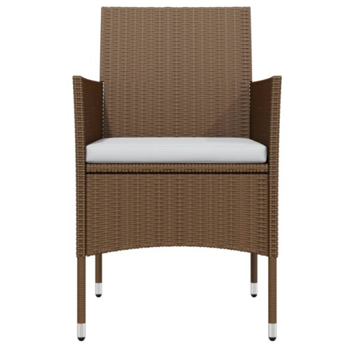 5-Piece Garden Dining Set with Cushions Brown Black - Image 4