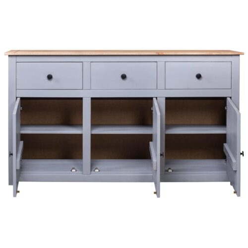 Sideboard Grey 135x40x80cm Solid Pinewood Panama Range - Image 4
