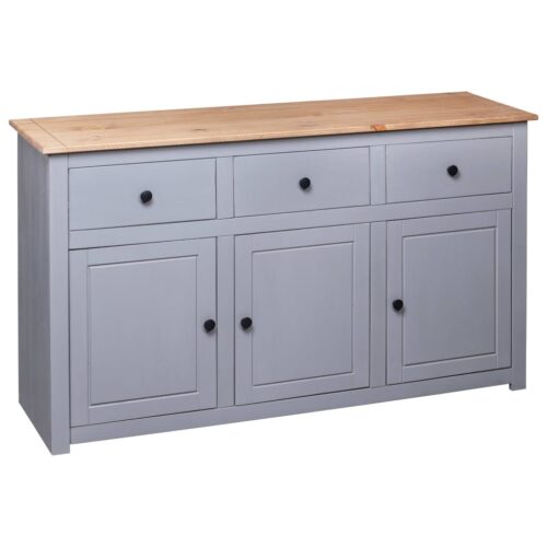 Sideboard Grey 135x40x80cm Solid Pinewood Panama Range - Image 5