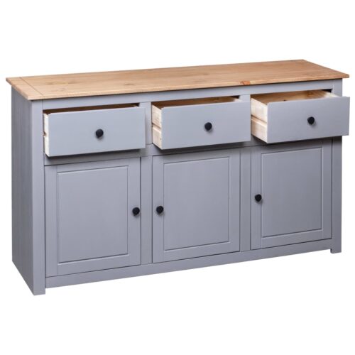 Sideboard Grey 135x40x80cm Solid Pinewood Panama Range - Image 7