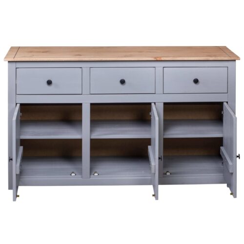 Sideboard Grey 135x40x80cm Solid Pinewood Panama Range - Image 8