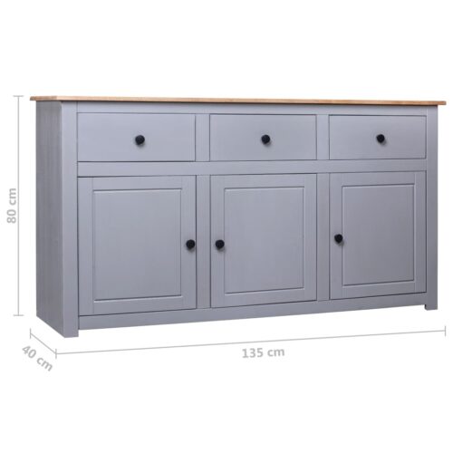 Sideboard Grey 135x40x80cm Solid Pinewood Panama Range - Image 11