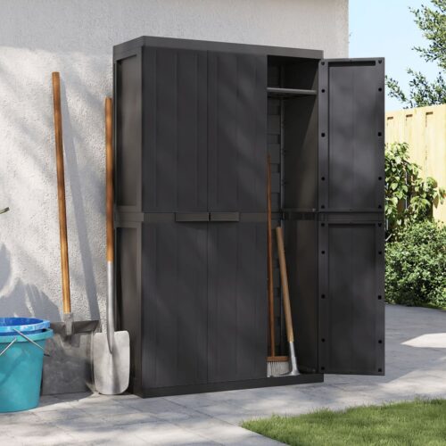 Outdoor Storage Cabinet Black 97x37x165cm PP
