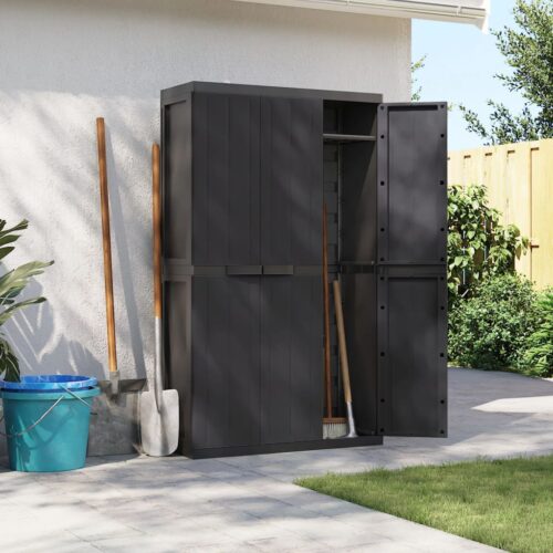 Outdoor Storage Cabinet Black 97x37x165cm PP - Image 3