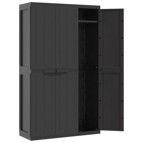 Outdoor Storage Cabinet Black 97x37x165cm PP - Image 9