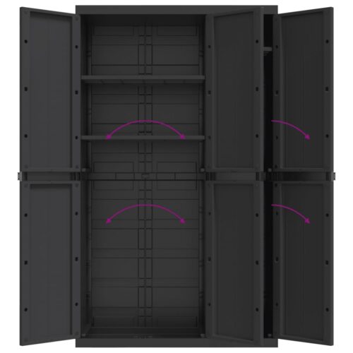 Outdoor Storage Cabinet Black 97x37x165cm PP - Image 11