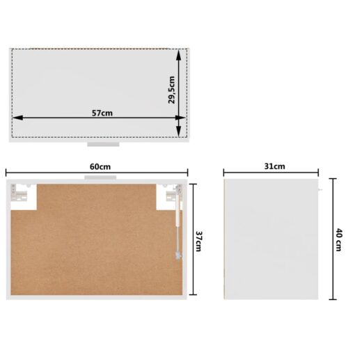 Hanging Cabinet White 60x31x40cm Engineered Wood - Image 9