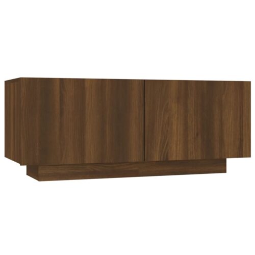 TV Cabinet Brown Oak 100x35x40cm Engineered Wood - Image 2