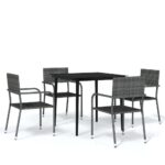 5-Piece Outdoor Dining Set Garden Patio Lounge Bistro Chairs Table Furniture