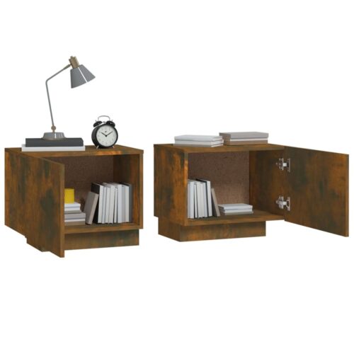Bedside Cabinet Smoked Oak 100x35x40cm Engineered Wood - Image 3