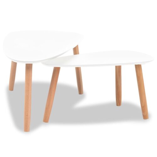 Coffee Table Set 2 Pieces Solid Pinewood White - Image 3