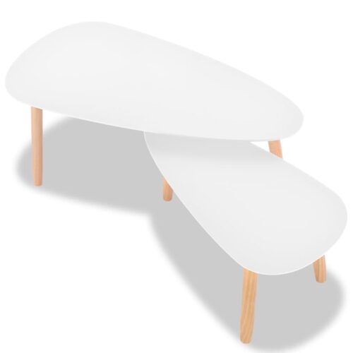 Coffee Table Set 2 Pieces Solid Pinewood White - Image 5
