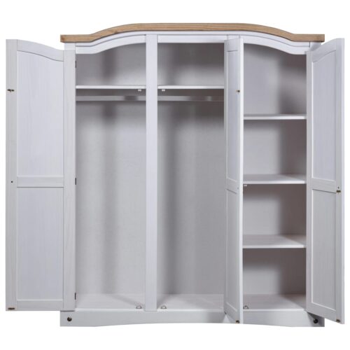 Wardrobe Mexican Pine Corona Range 3 Doors White - Image 3