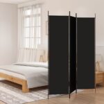 3-Panel Room Divider Black 150x200cm Fabric