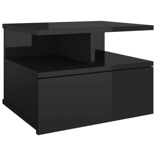 Floating Nightstand High Gloss Black 40x31x27cm Engineered Wood - Image 2