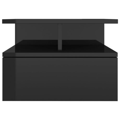 Floating Nightstand High Gloss Black 40x31x27cm Engineered Wood - Image 4