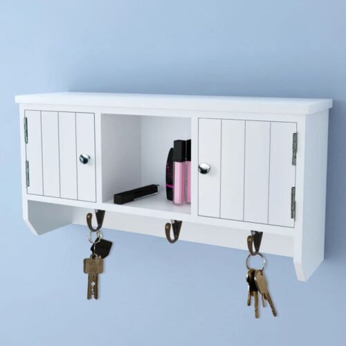Wall Cabinet for Keys Jewellery with Doors Hooks