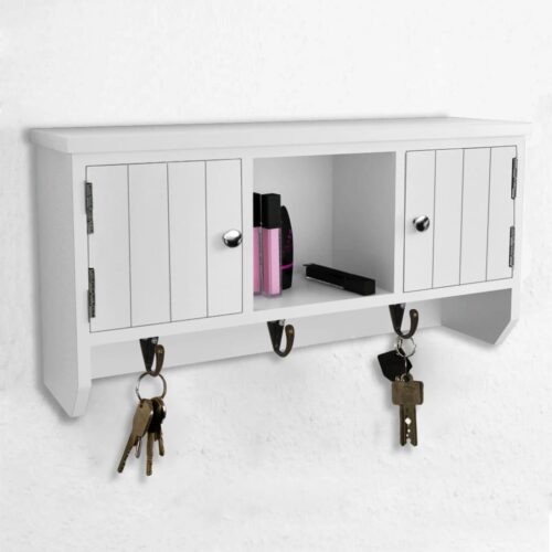 Wall Cabinet for Keys Jewellery with Doors Hooks - Image 7