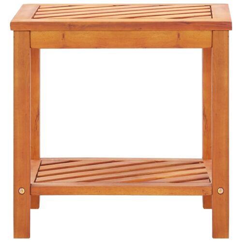 Acacia Wood Timber Side Table Indoor Outdoor Coffee Tea Storage Stand 45x33x45cm - Image 2