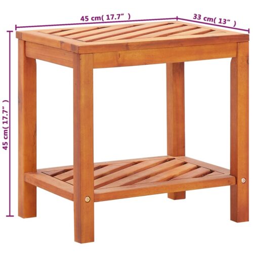 Acacia Wood Timber Side Table Indoor Outdoor Coffee Tea Storage Stand 45x33x45cm - Image 6