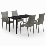 5-Piece Outdoor Dining Set Garden Patio Lounge Bistro Chairs Table Furniture