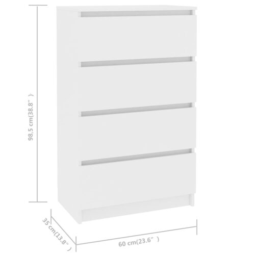 Sideboard White 60x35x98.5cm Engineered Wood - Image 6
