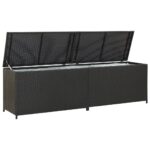 Garden Storage Box Poly Rattan 200x50x60cm Black