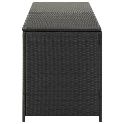 Garden Storage Box Poly Rattan 200x50x60cm Black - Image 3