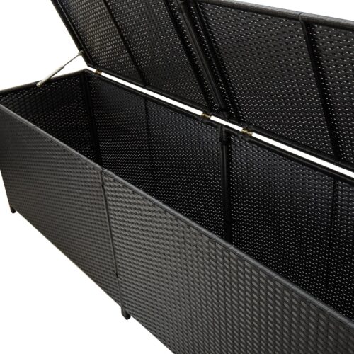 Garden Storage Box Poly Rattan 200x50x60cm Black - Image 4